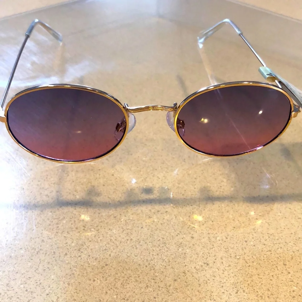 CALIBLUE GOLD WIRE RIMMED SUNGLASSES WITH UVA PROTECTION COLORED LENS NEW